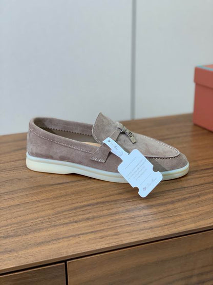 Beige Suede Loafers